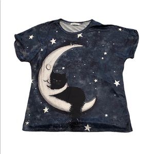 🌜🐈‍⬛MISSLOOK black cat and crescent moon. Top. 2XL